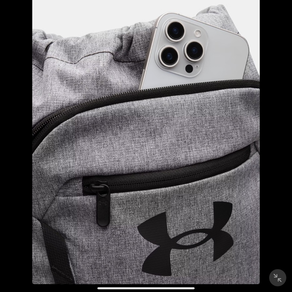 Under Armour Charcoal and Black Hustle Sackpack NWT - Picture 2 of 2